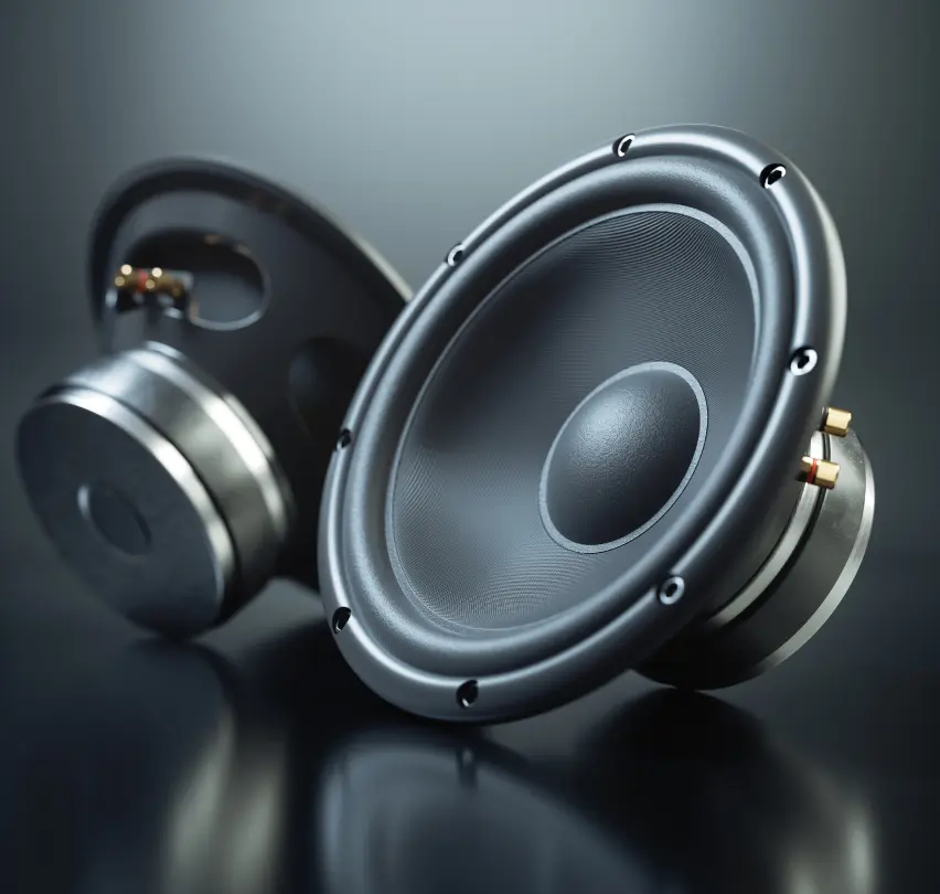 Pair of high-fidelity audio speakers.